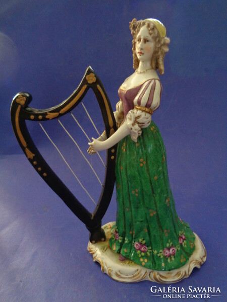 Antique Altwien porcelain figure with a harp
