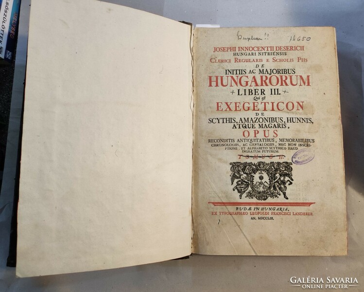 József Desericzky ince - two rare works bound together-1753-1758 - de initiis ac majoribus hungarorum...
