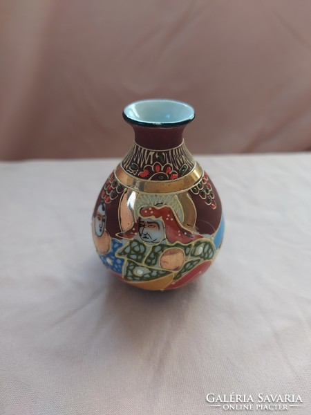 Satsuma japán porcelán váza, mini váza, hibátlan, jelzett, 6 cm