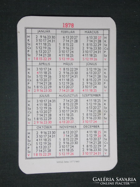 Card calendar, 30-year mhsz, 1978, (1)
