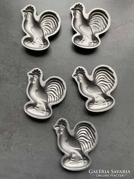 5 metal cake baking molds, chocolate moulds, - rooster