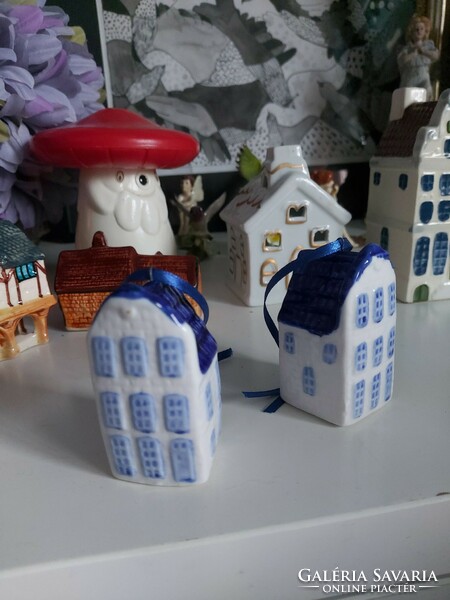 2 Dutch ceramics, house-shaped Christmas tree ornament, Christmas decoration price/2 pcs