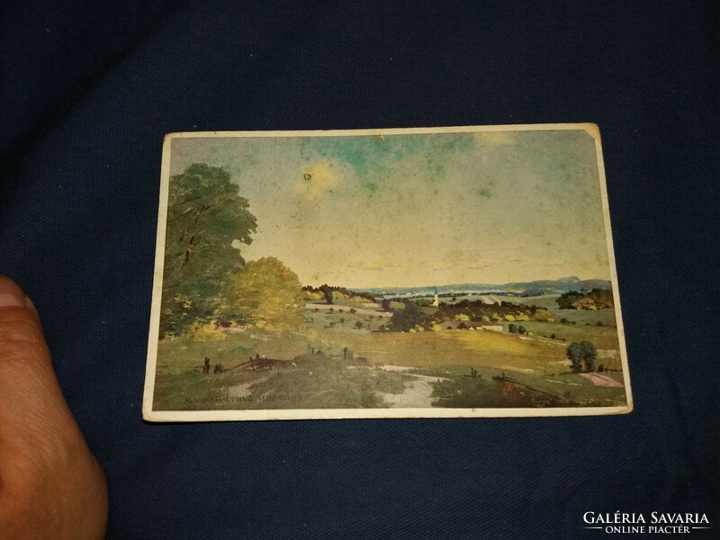 Antique greetings from Dunaharaszt German antique landscape painting postcard according to the pictures