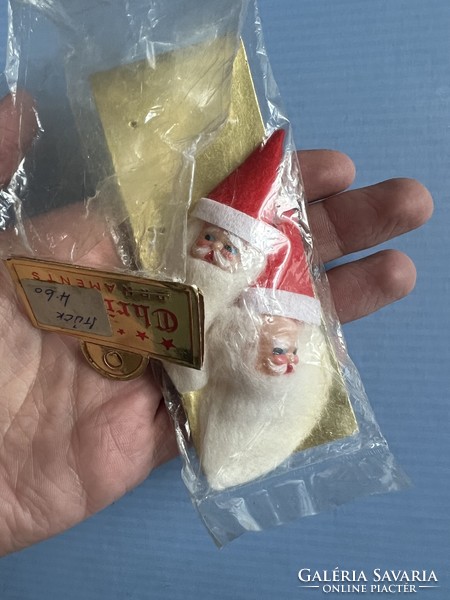 Two old Santa Claus heads Christmas tree ornaments