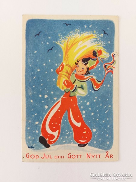 Régi mini képeslap karácsonyi üdvözlőkártya
