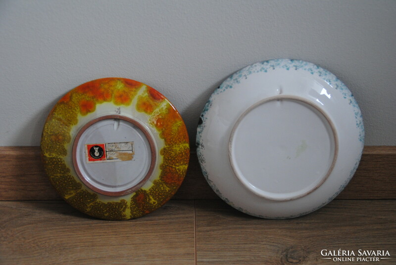 Pair of retro juried industrial artist ceramic wall plates