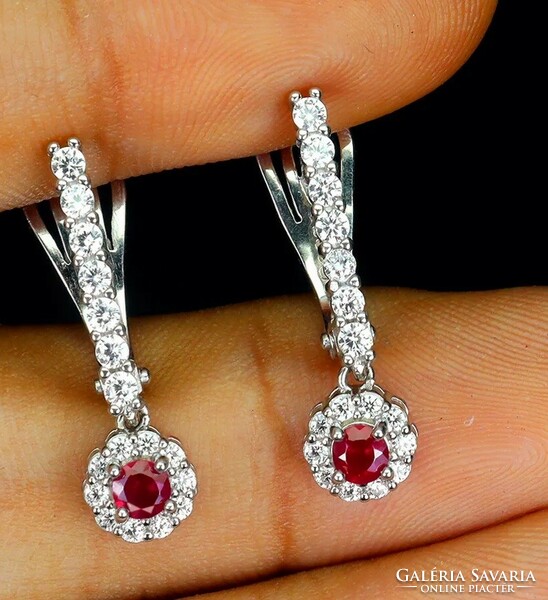 925 sterling silver earrings with real natural rubies!! 3.5mm
