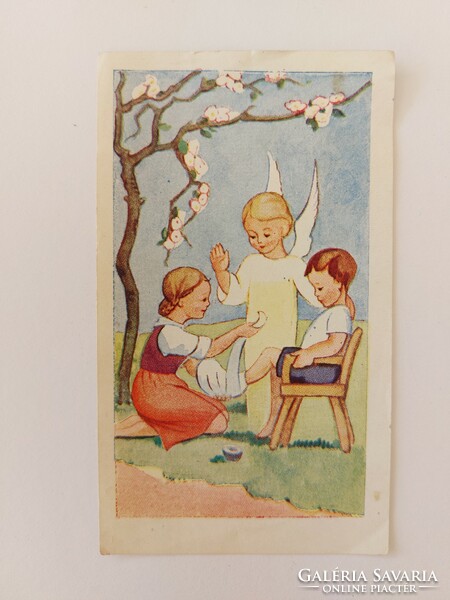 Old mini postcard guardian angel children