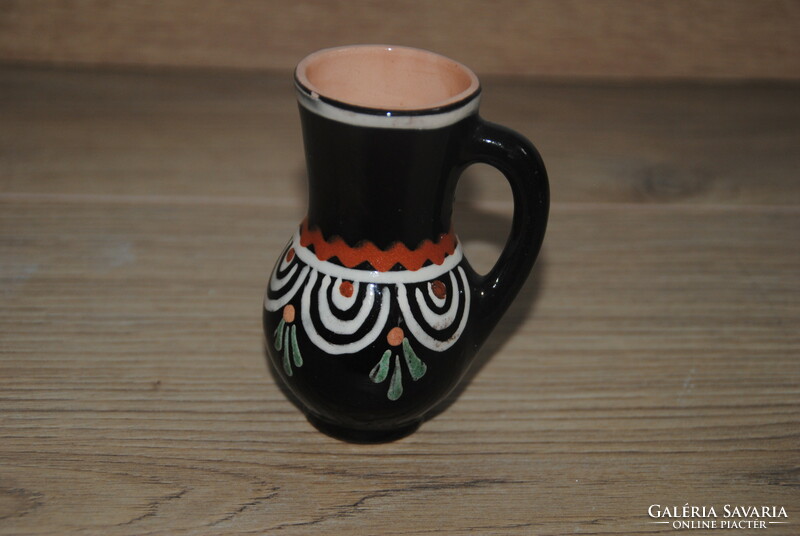 Marked Chugh folk art ceramic small jar, bowl