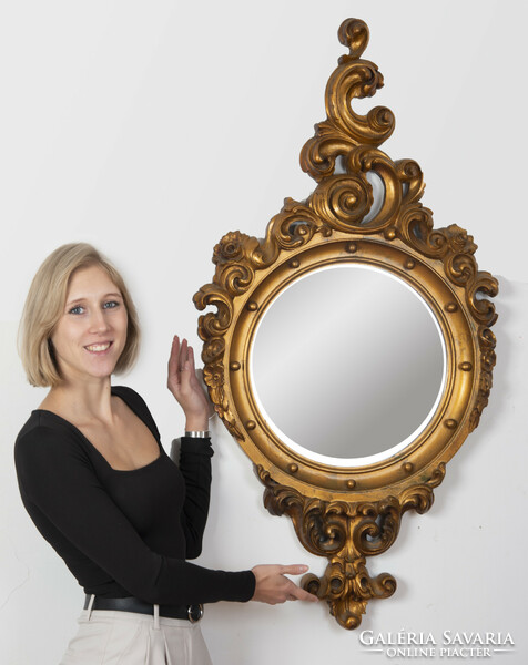 Gilded wooden framed mirror - with tendril decor