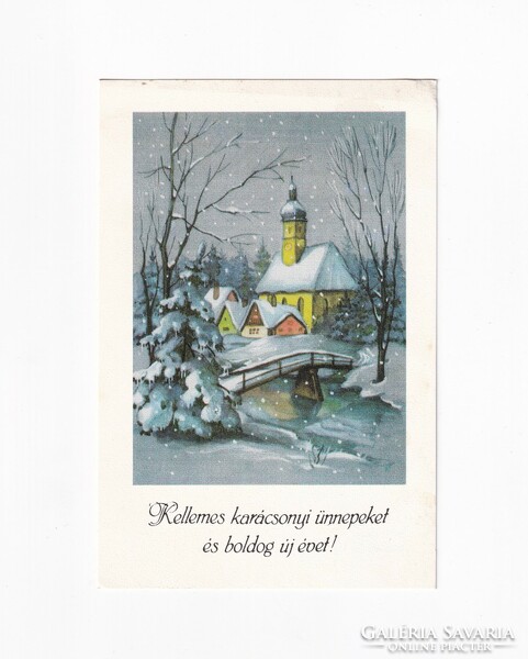 K:015 Karácsony képeslap postatiszta Modern