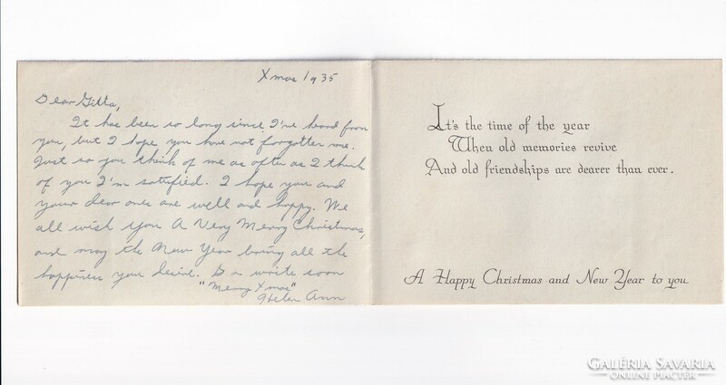 K:038 Christmas card 1935 English