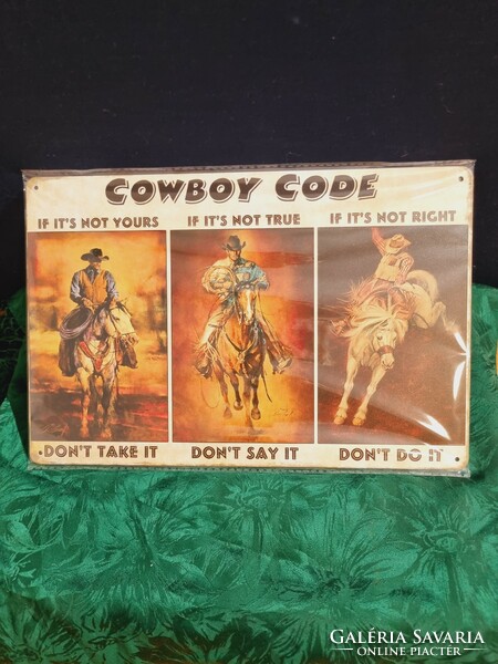Cowboy code Vintage fém tábla ÚJ! (71)