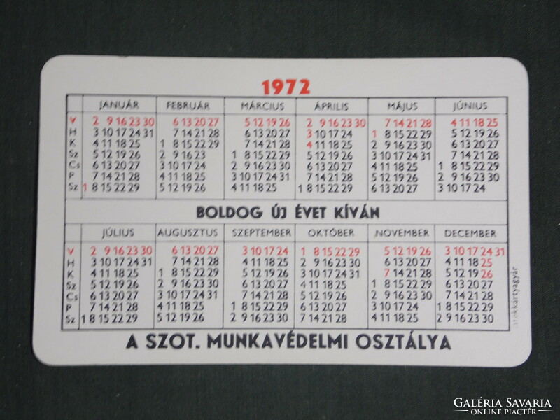 Card calendar, occupational health and safety department, graphic artist, poster advertising, 1972, (1)