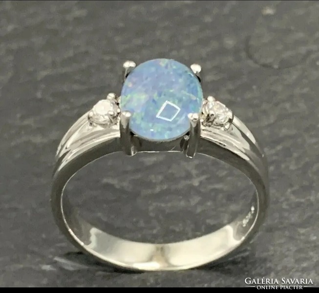 Gorgeous Black Opal Triplet Gemstone/ Sterling Silver Ring, 925 - New 55m