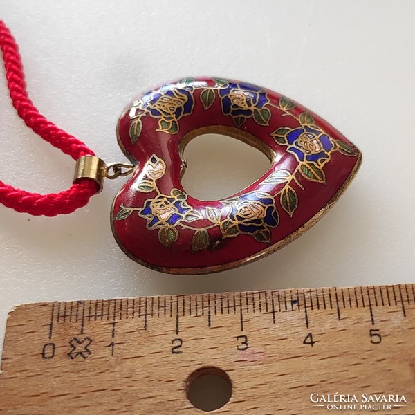 Double-sided old fire enamel pendant is beautiful