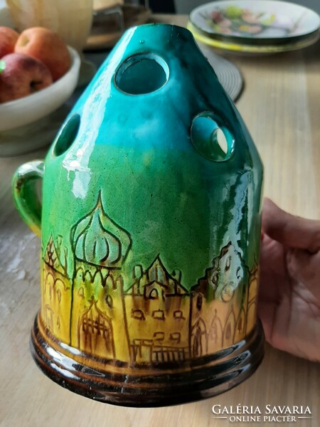 Special large ceramic candle holder decoration mood light castle pattern Buddha inscription