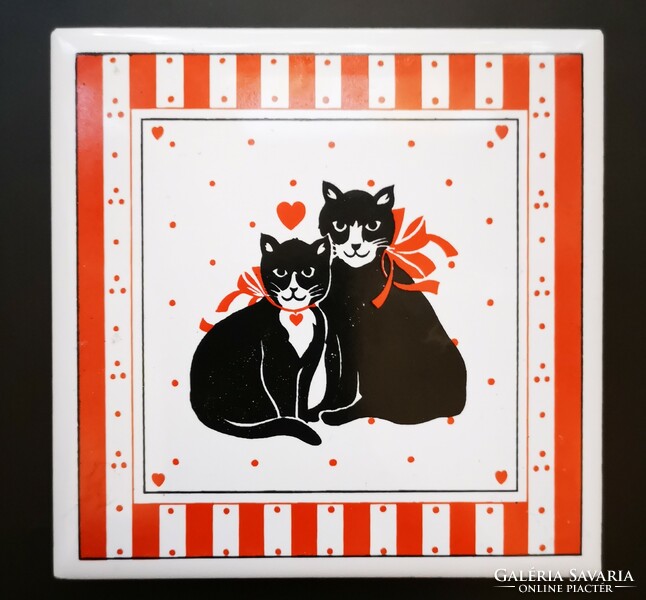 Japanese tile with cat / cat pattern - coaster