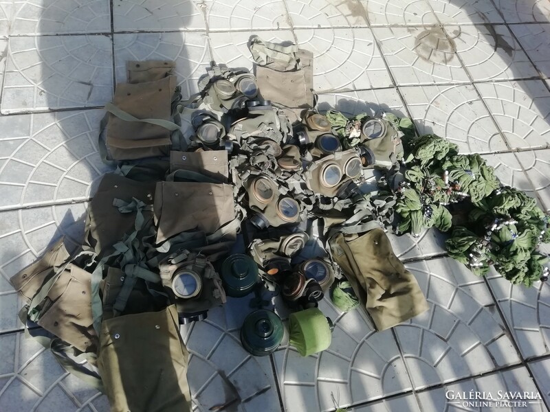 Many pieces of old military equipment