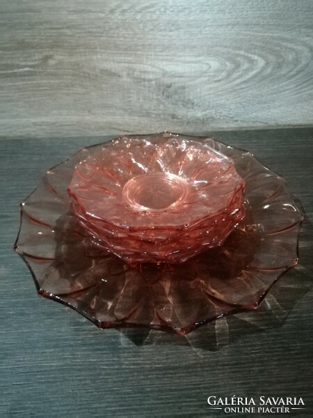 Antique pink glass cake set
