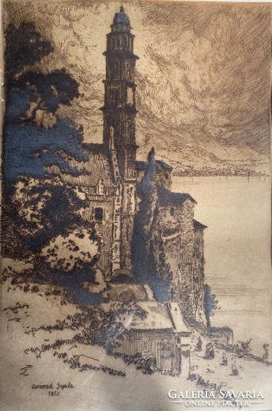 Gyula Conrad: morcohe - etching (1912)
