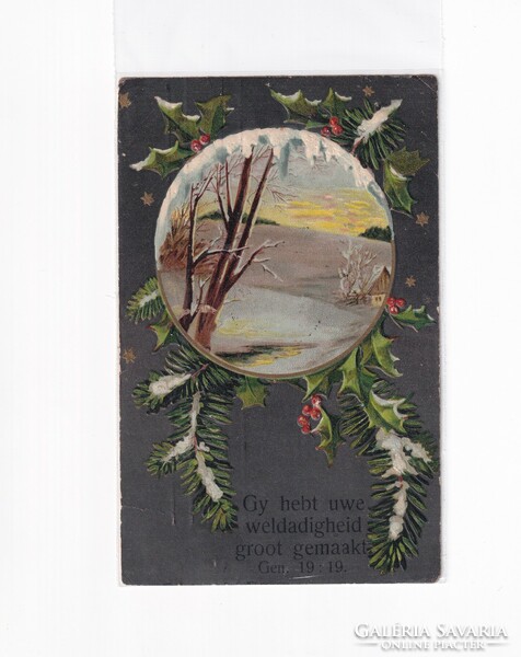 K:081 Christmas antique embossed postcard 1923 Rotterdam