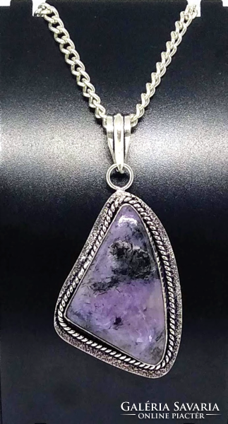 Rare charoite stone pendant, marked in 925 silver plated setting ap45618