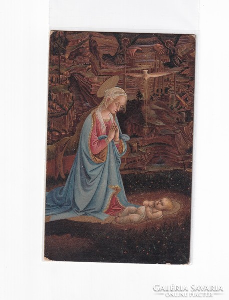 K:076 antique Christmas postcard, post clean, religious (Stengel copy)