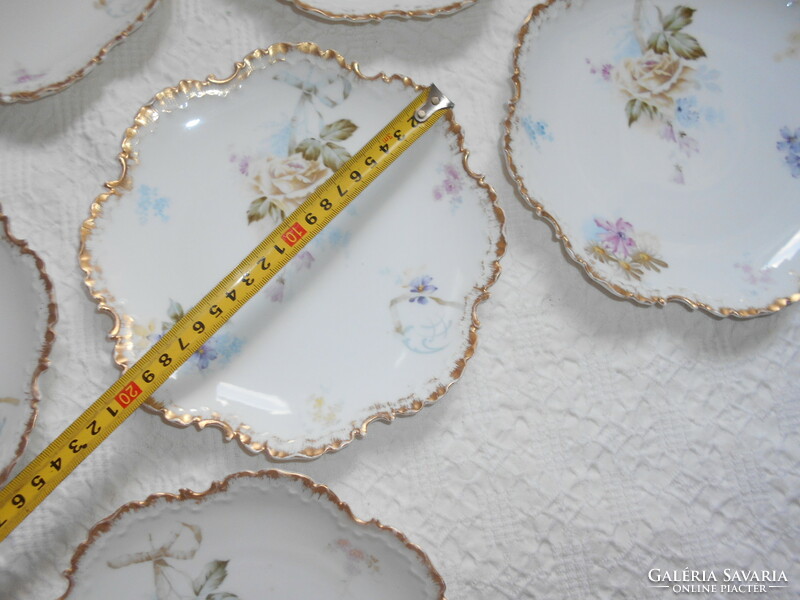 6 db Rosenthal 1891 évi jelzéssel  porcelán tányér  -rózsás-ibolyás  -20 cm  -jó állapotban