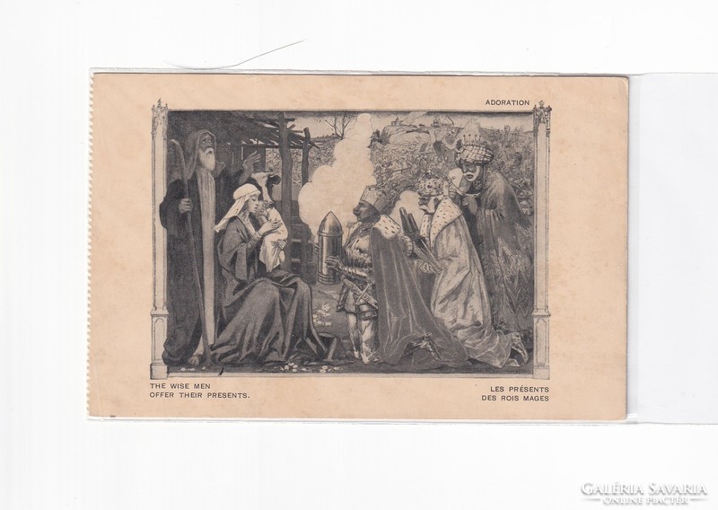 K:091 Karácsonyi  antik postatiszta képeslap