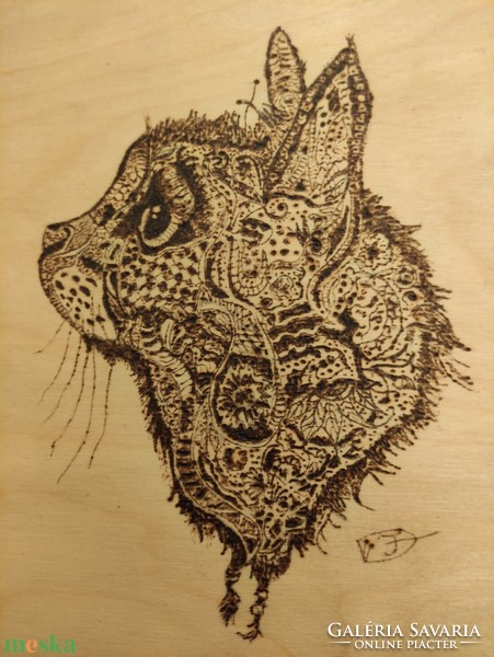 Wall picture made with pyrography