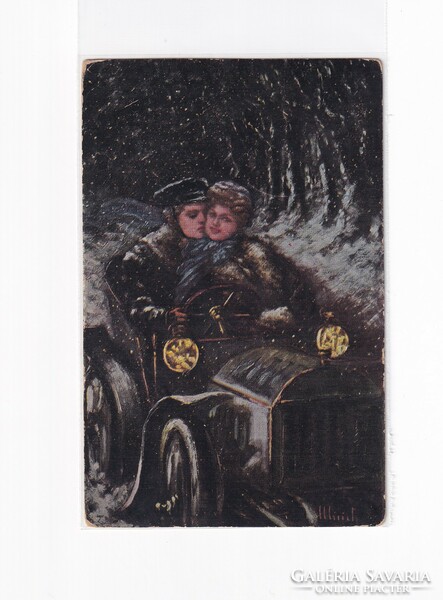 K:115 BÚÉK - Újév antik  képeslap (művészi)