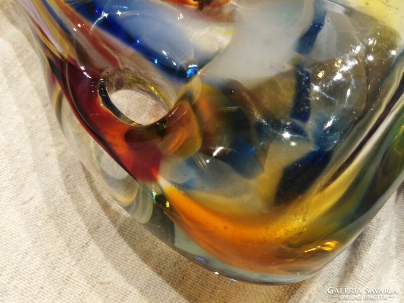 Színes üveg váza -  muránói jelleggel / csehszlovák