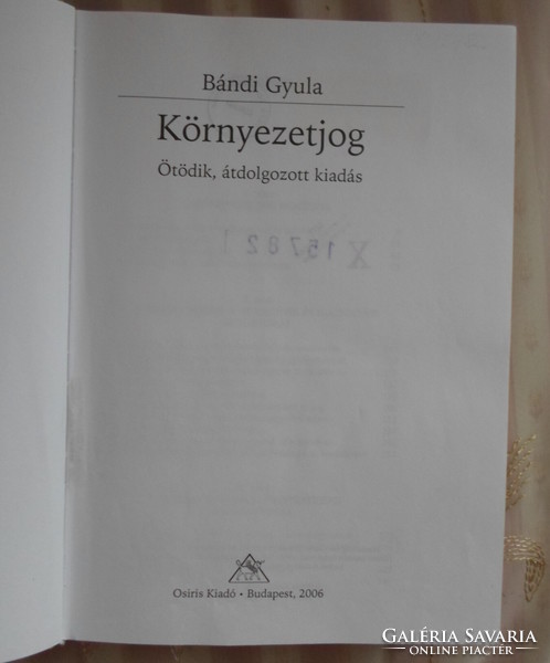 Gyula Bándi: environmental law (osiris textbooks, 2006)