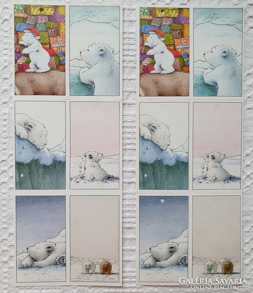 12db karácsonyi ajándékkísérő kártya jegesmedve mintával