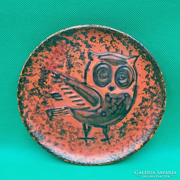 Tófej ceramic wall decoration with owl decor