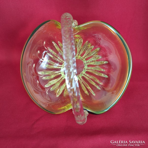 Czech glass basket, offering (not small!)