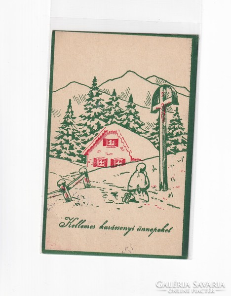 K:099 Christmas antique postcard folk