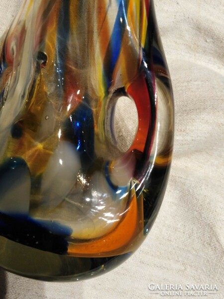 Színes üveg váza -  muránói jelleggel / csehszlovák