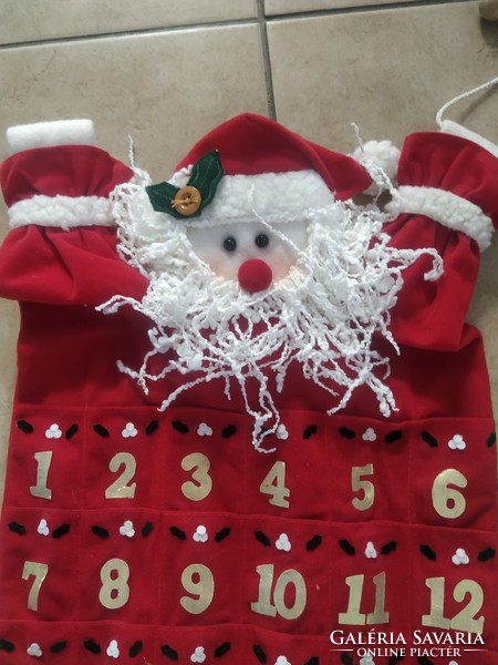 Advent calendar in the shape of Santa Claus with beautiful patterns for sale! Fabric Santa Claus, advent calendar