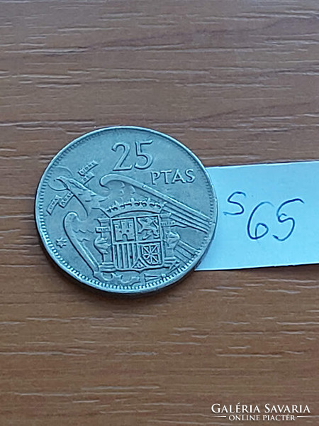 Spain 25 pesetas 1957 copper-nickel, francisco franco s65