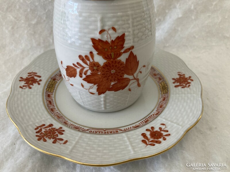 Herendi porcelán apponyi dekorral / mézes-mustáros tál, edény 1957