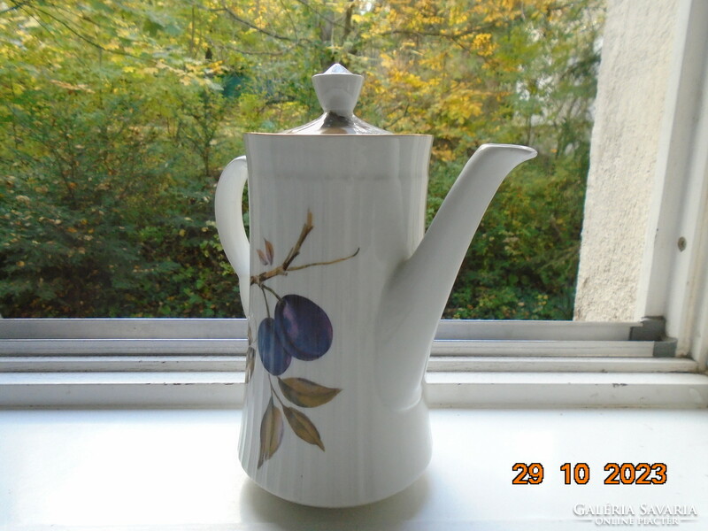 Royal worcester evesham gold coffee pot with painting-like fruit patterns