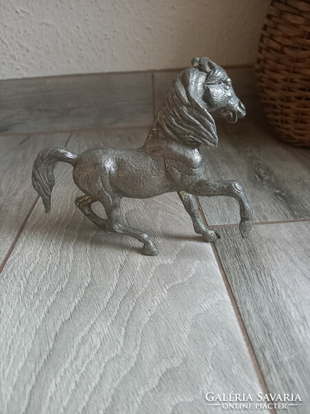 Nice old silver-plated horse statue i. (13.5X14x4 cm)