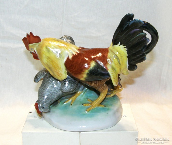 Markup béla - rooster with hen - drasche hand painting