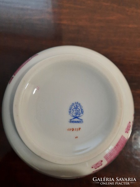 Herendi pur-pur Indiai kosármintás porcelán bonbonier