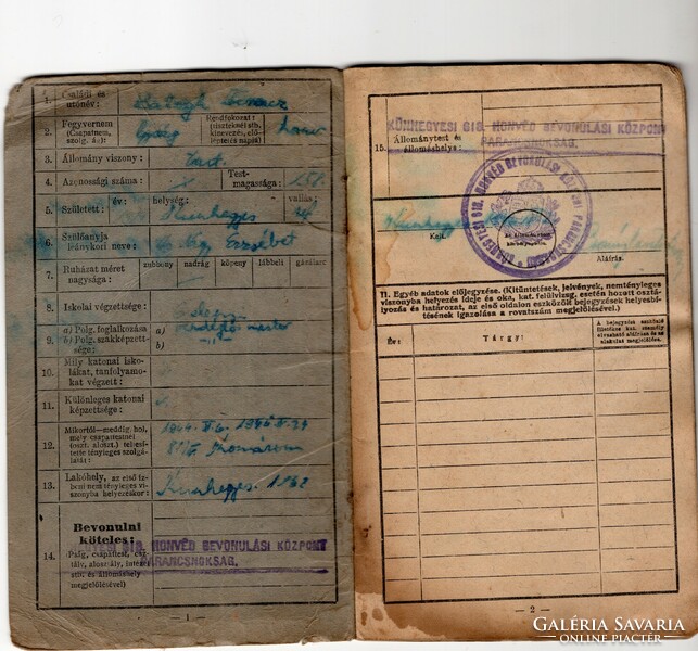 Hungarian passenger training school German ID card, bilingual, Dachau, Komárom camp, rare!