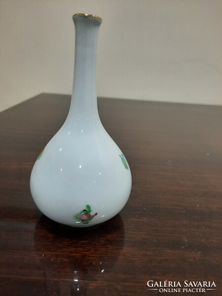 Herendi virágmintás porcelán váza, ibolyaváza