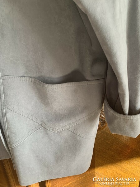 Light gray spandex women's transitional jacket, elegant, from a fashion salon, new condition, xl-xxl