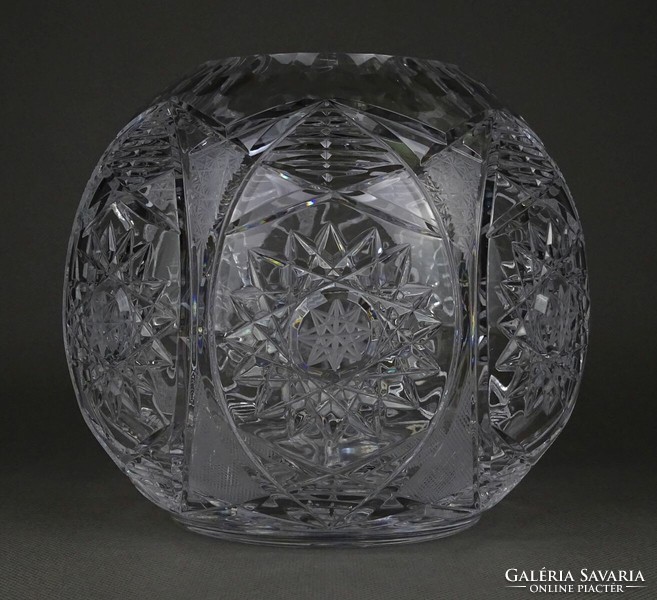 1P293 old large crystal vase spherical vase 15.5 Cm